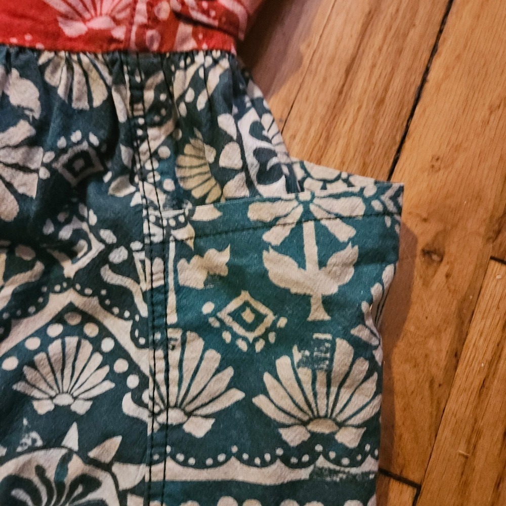 Free People Mixed Bandana Print Romper Red Teal Boho Strappy Jumpsuit NEW - Picture 7 of 9